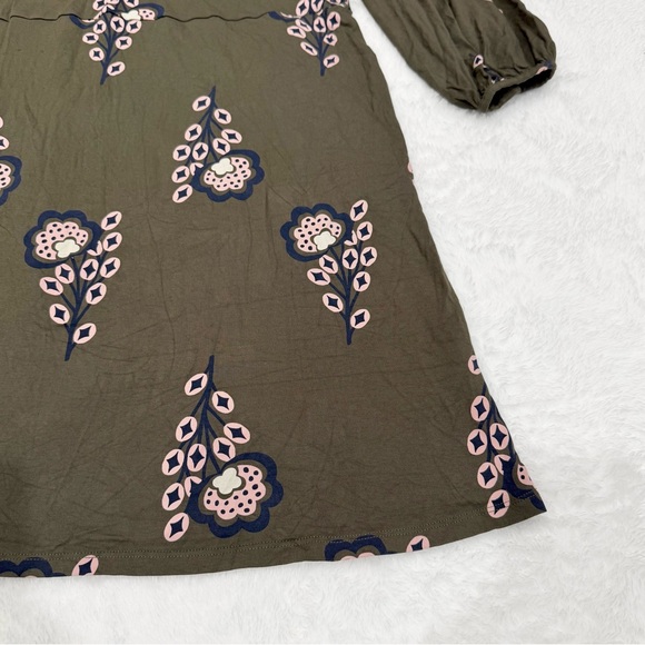 Boden Lucille Floral Olive Green Long Sleeve Dress - Picture 4 of 5